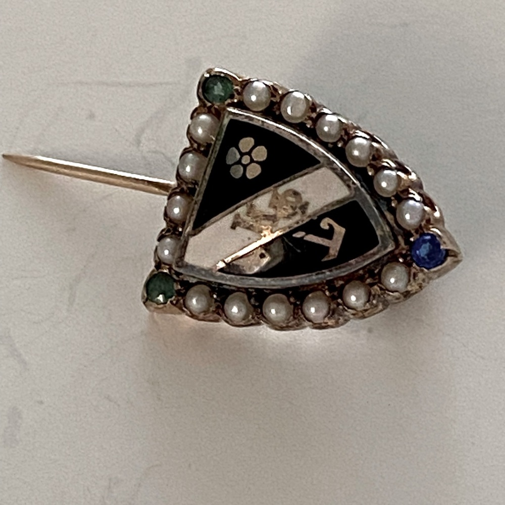 14k Solid Gold Antique Kappa Phi Pin - image 3